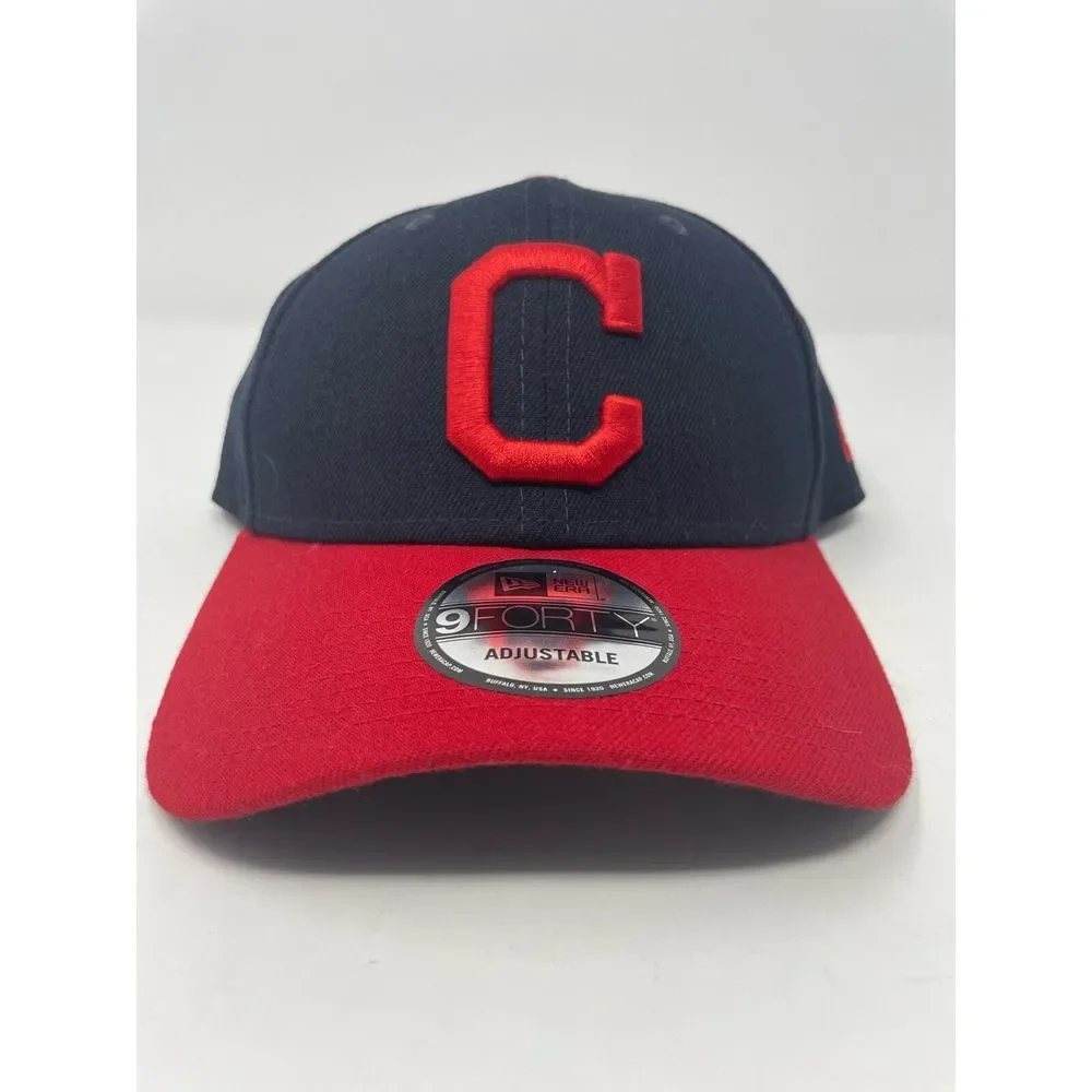 New Era 9FORTY MLB Cleveland Indians Guardians Navy Blue Mens Adjustable Hat NEW